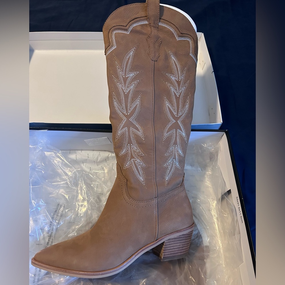 Dolce Vita Tan Western Knee-High Heeled Boot - new in box!
